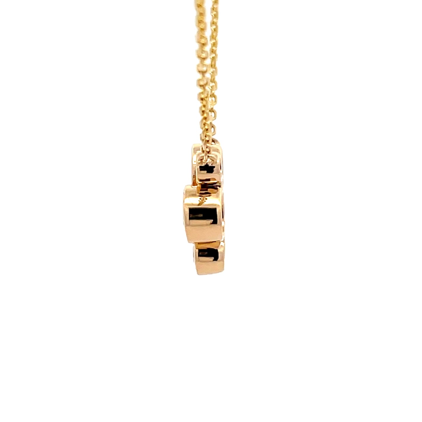 Emerald and round brilliant cut diamond bubble style pendant Gardiner Brothers
