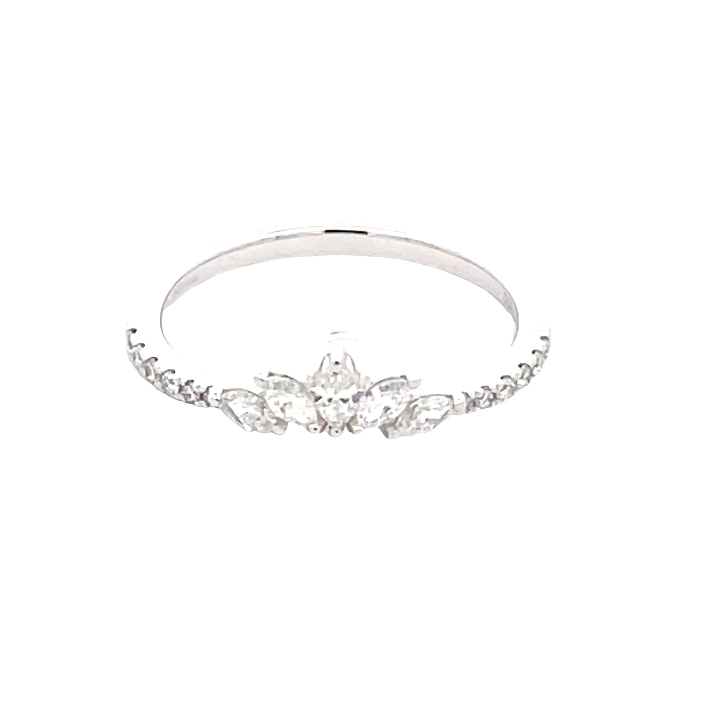 Marquise and round brilliant cut diamond Tiara style ring Gardiner Brothers