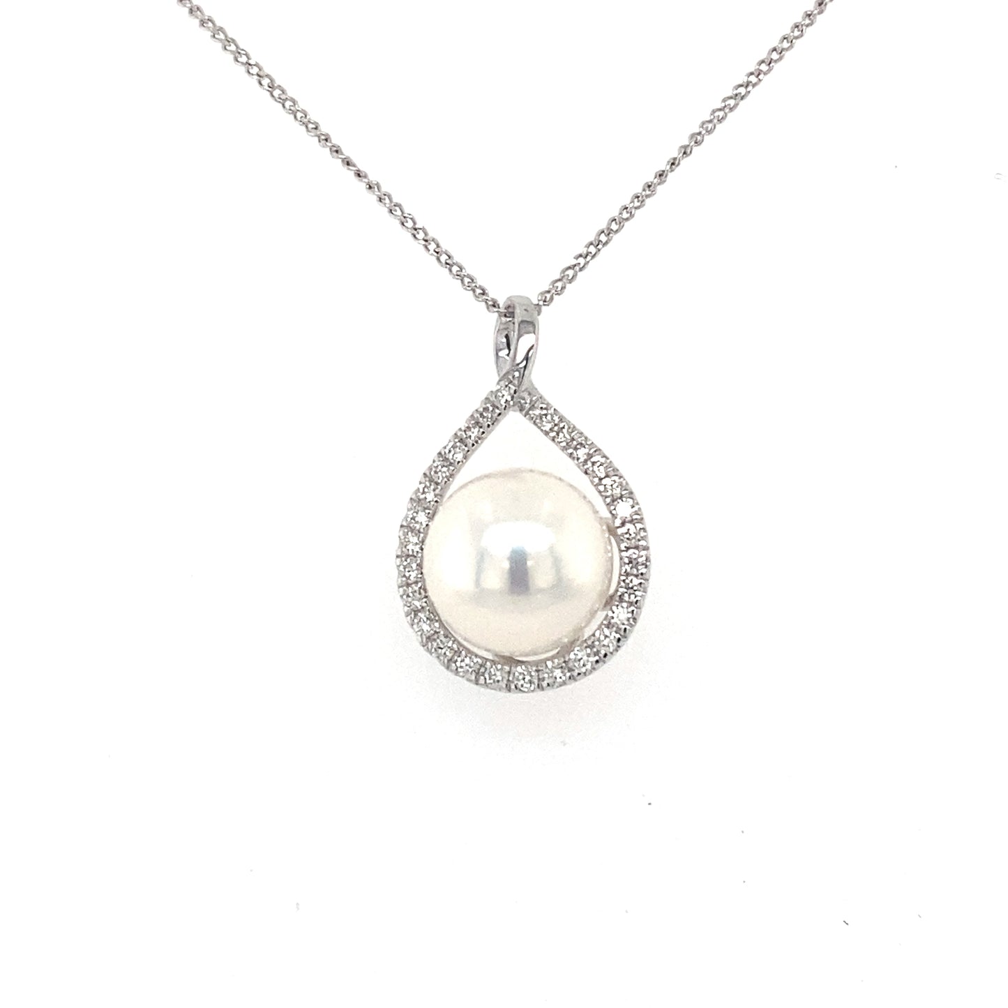 White Gold Pearl and Diamond Fancy Style Pendant Gardiner Brothers