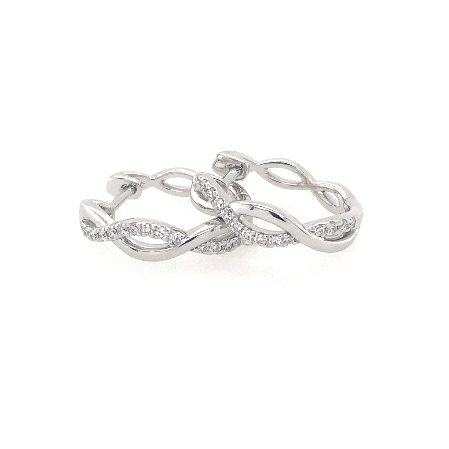 White Gold Twisted Diamond Hoop Earrings Gardiner Brothers