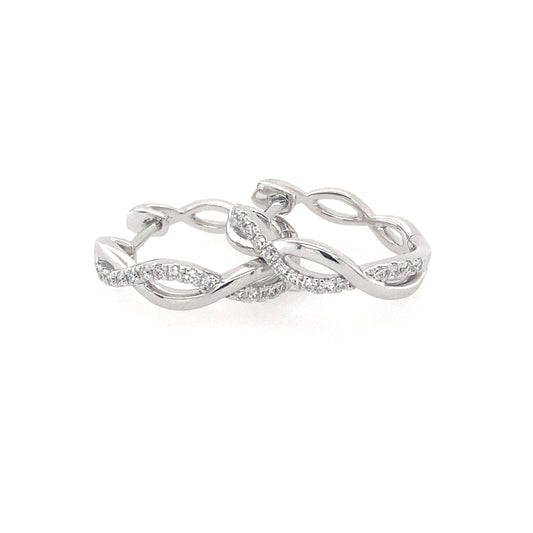 White Gold Twisted Diamond Hoop Earrings  Gardiner Brothers