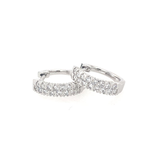 White Gold Double Row Diamond Hoop Earrings  Gardiner Brothers