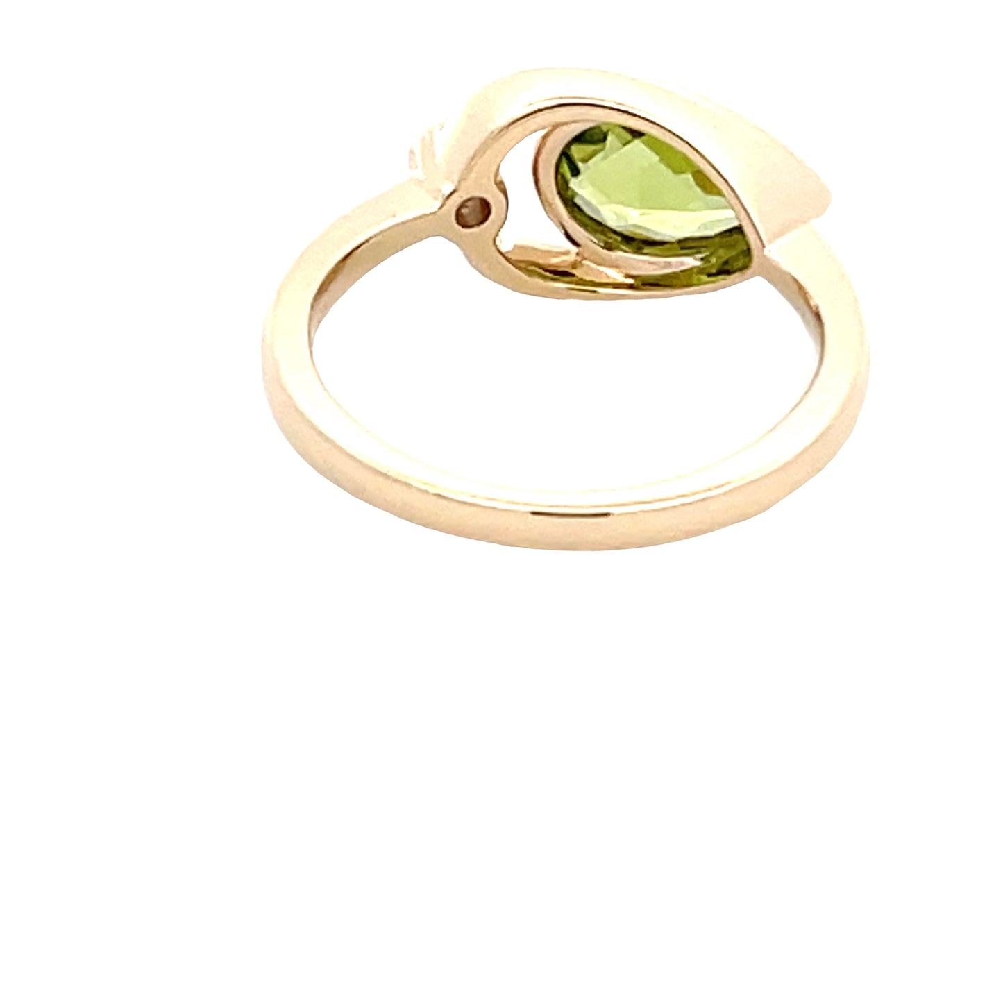 Pear shaped Peridot and round brilliant cut diamond dress ring Gardiner Brothers