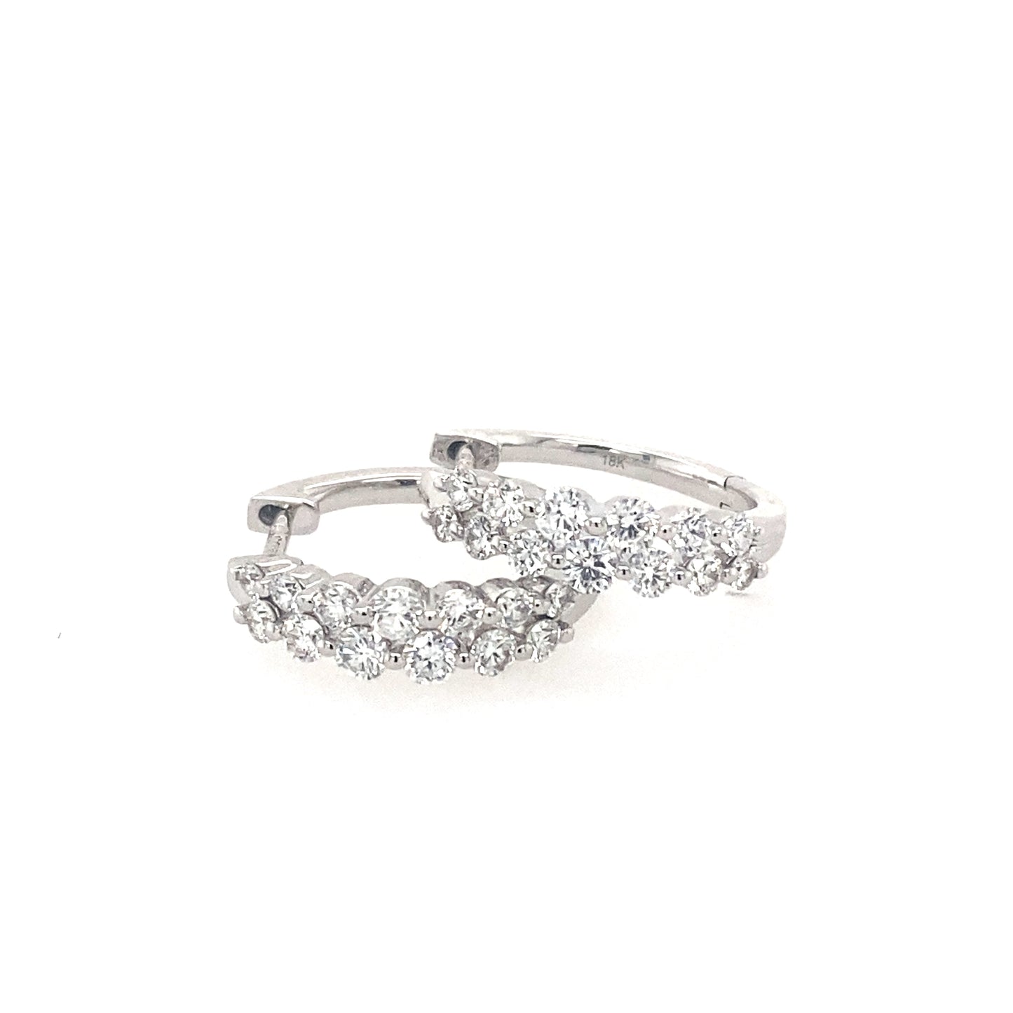 White Gold Graduated Double Row Diamond Hoop Earrings Gardiner Brothers