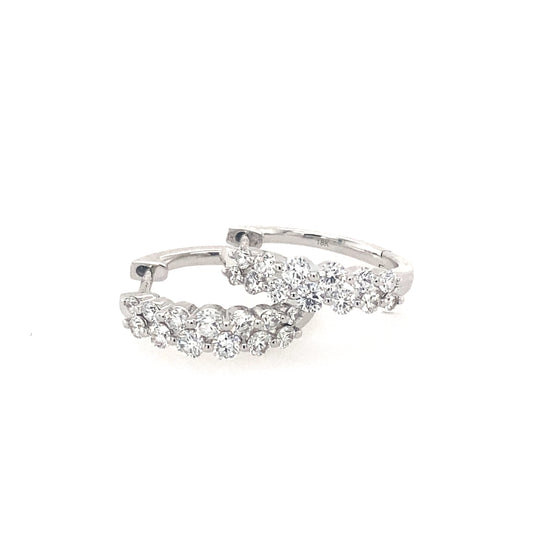 White Gold Graduated Double Row Diamond Hoop Earrings  Gardiner Brothers