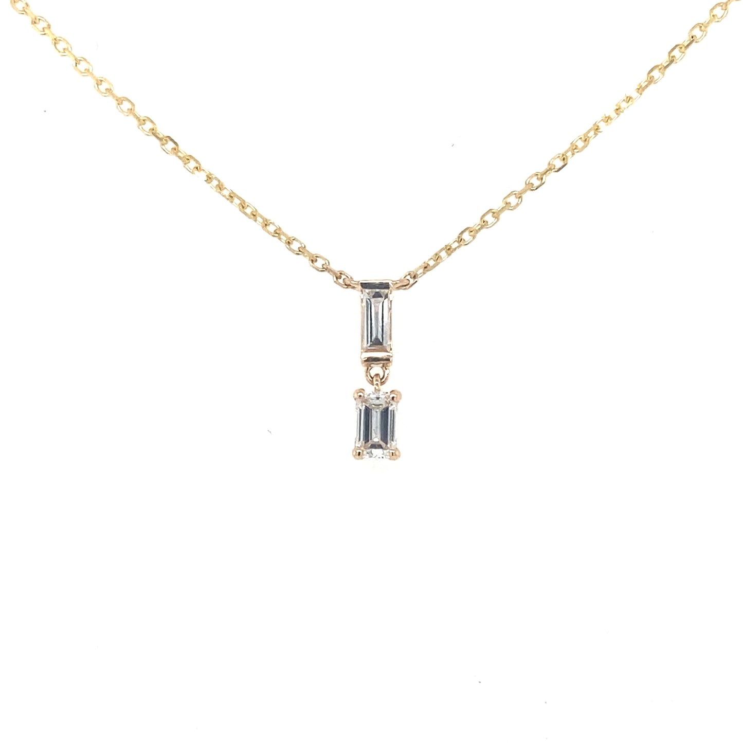 Yellow Gold Emerald and Baguette Cut Diamond Necklet Gardiner Brothers