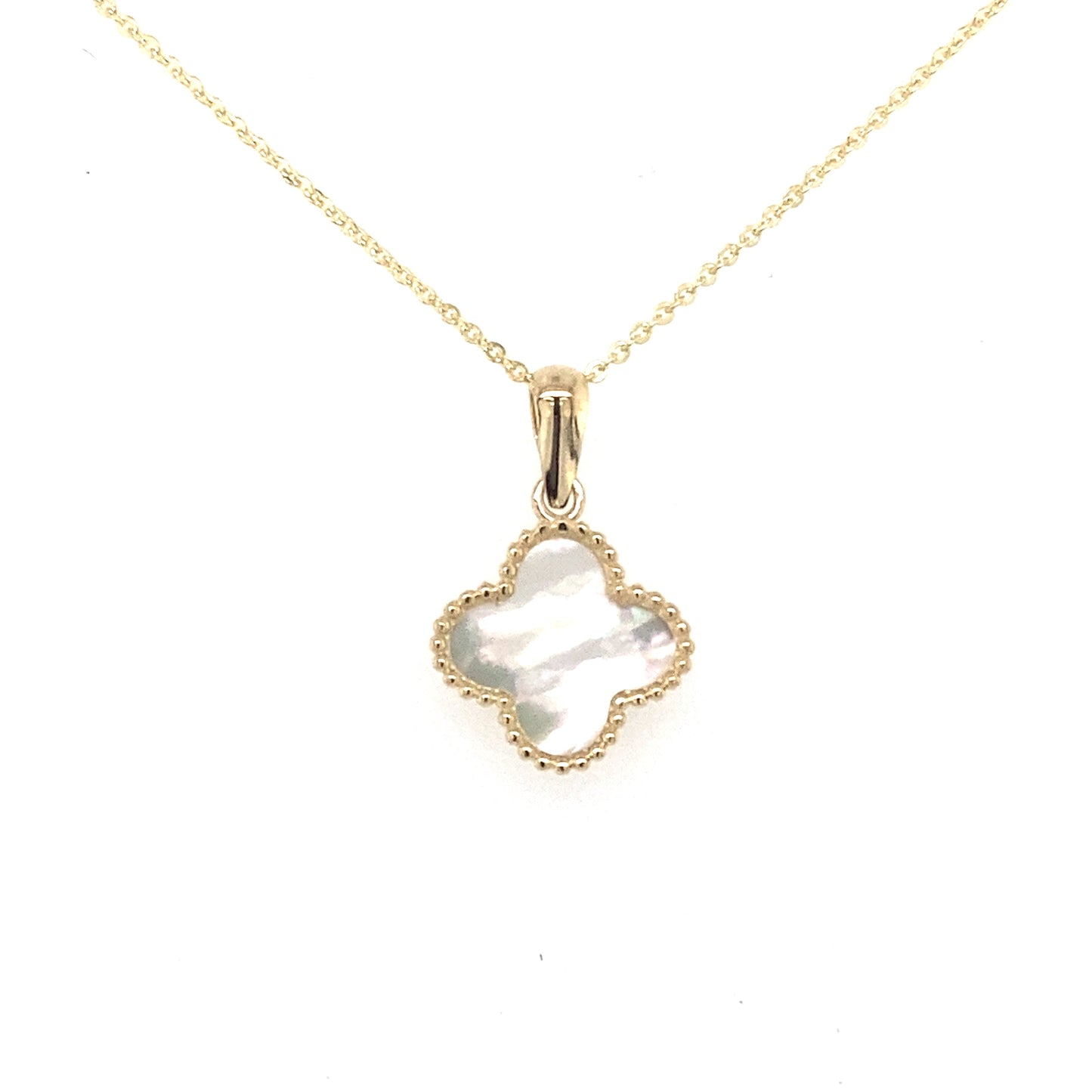 Yellow Gold Mother of Pearl Flower Pendant Gardiner Brothers