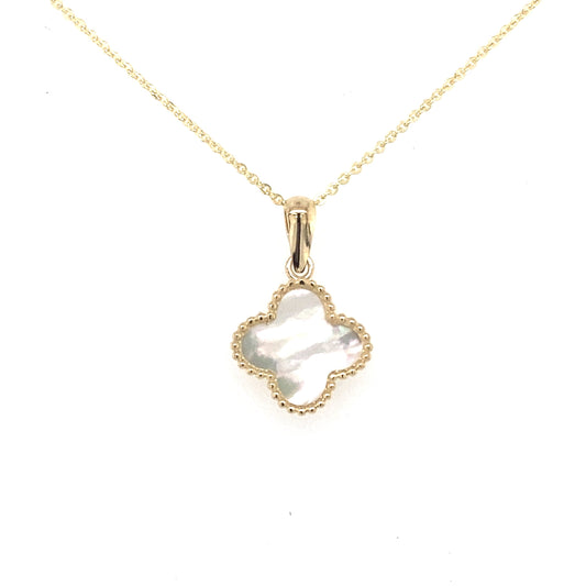 Yellow Gold Mother of Pearl Flower Pendant  Gardiner Brothers
