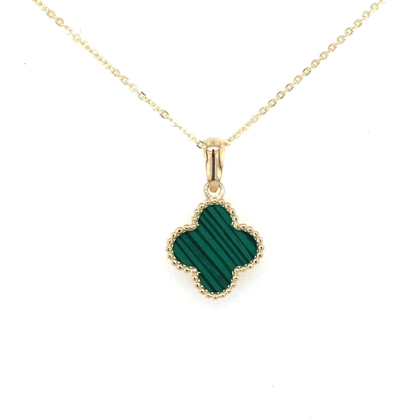 Yellow Gold Malachite Flower Petal Pendant Gardiner Brothers