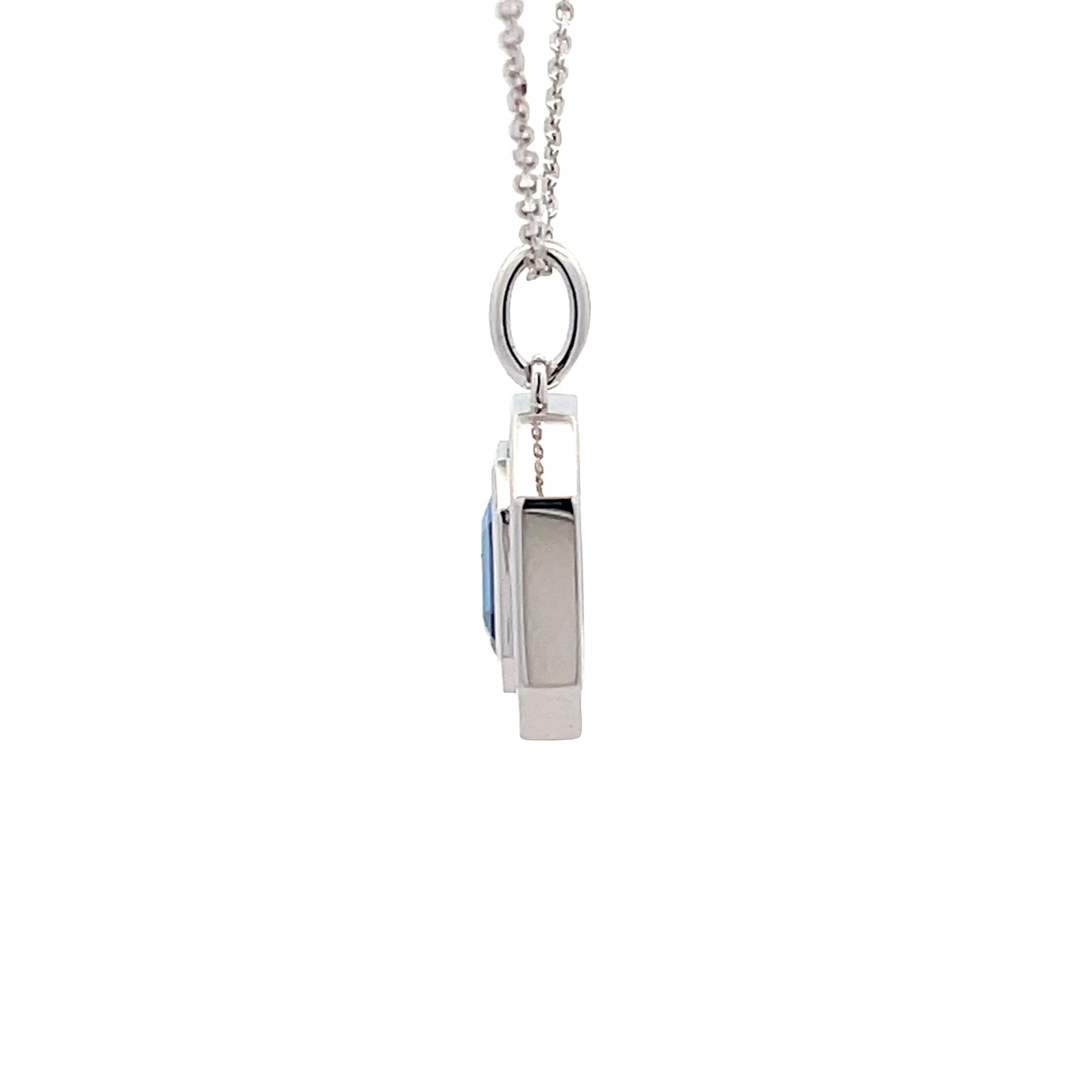 Octagonal Sapphire with Baguette Cut Diamonds Halo Pendant Gardiner Brothers