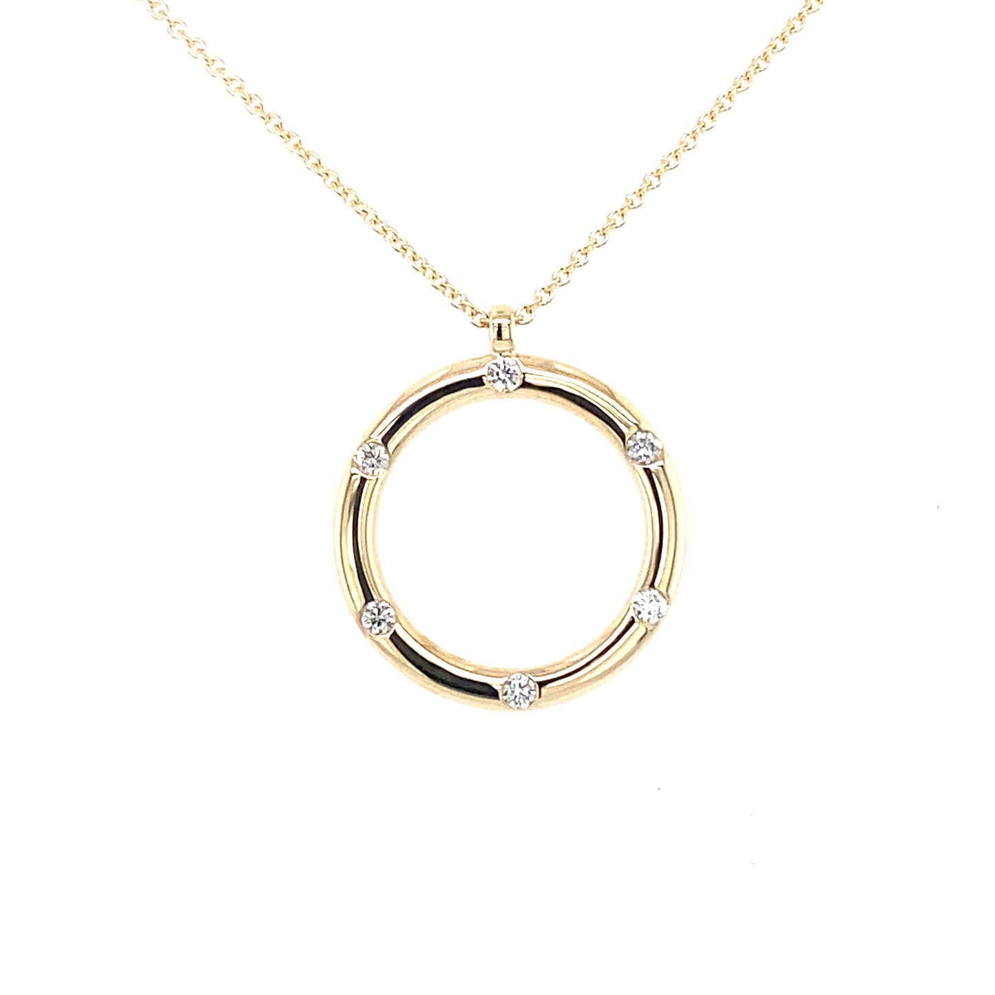 Yellow Gold Spaced Diamond Set Circle Pendant Gardiner Brothers