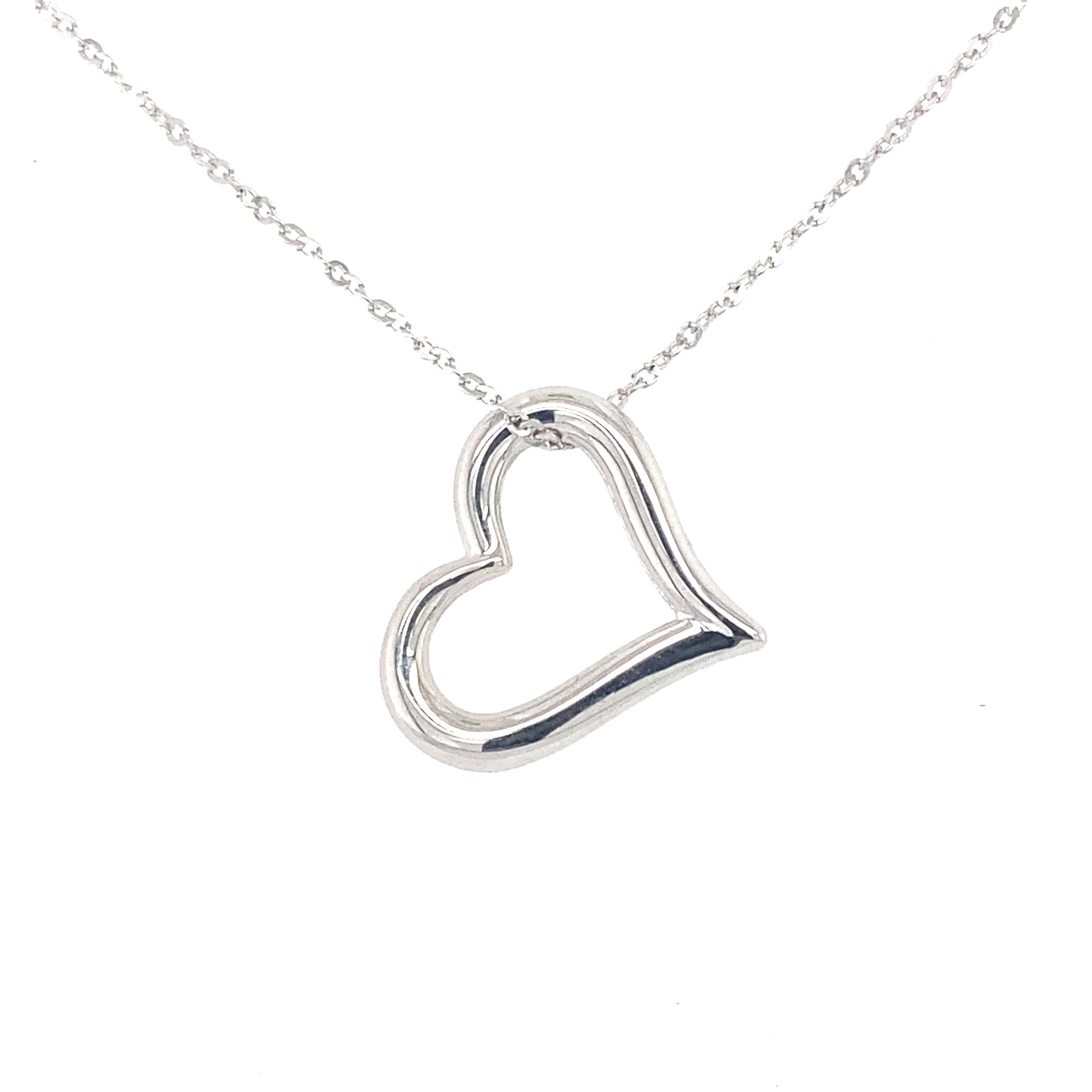 White Gold Open Heart Shaped Pendant Gardiner Brothers