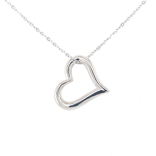 White Gold Open Heart Shaped Pendant  Gardiner Brothers