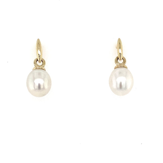 Yellow Gold Pearl Drop Earrings  Gardiner Brothers