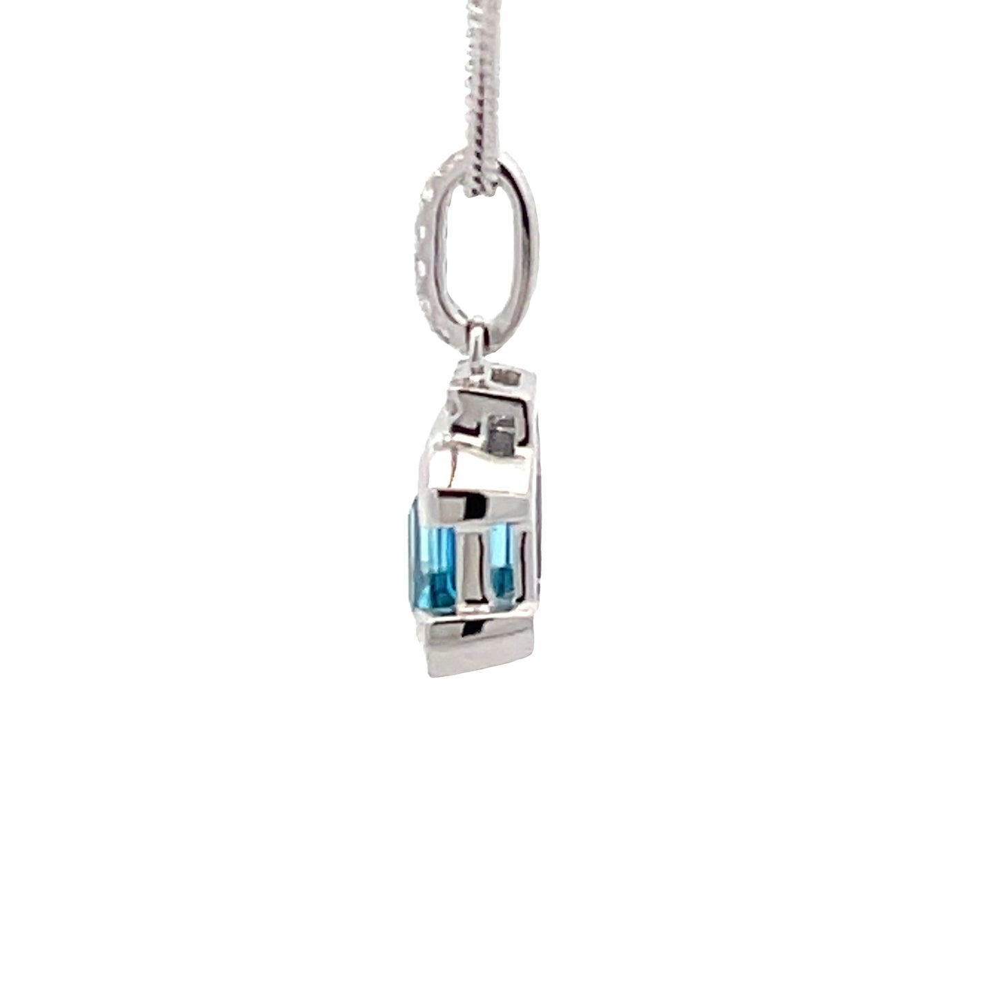 Step-cut Topaz and round brilliant cut diamond pendant Gardiner Brothers