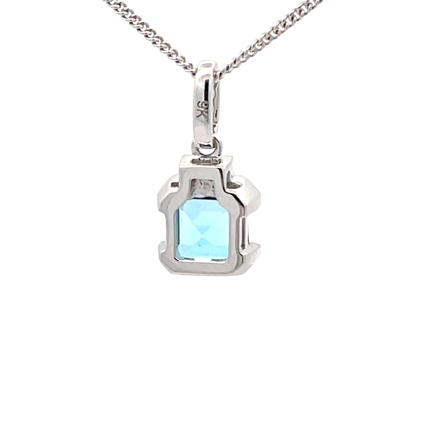 Step-cut Topaz and round brilliant cut diamond pendant Gardiner Brothers