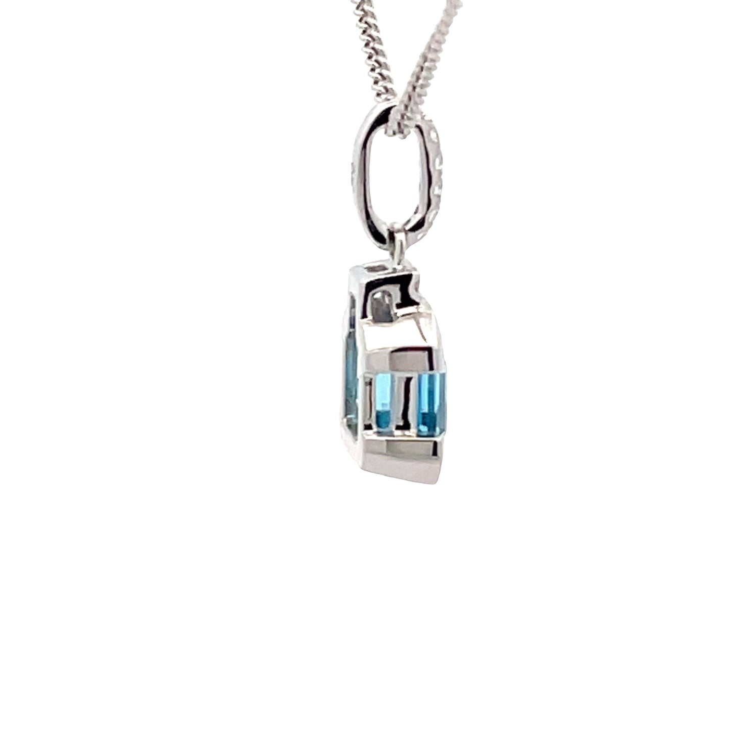 Step-cut Topaz and round brilliant cut diamond pendant Gardiner Brothers
