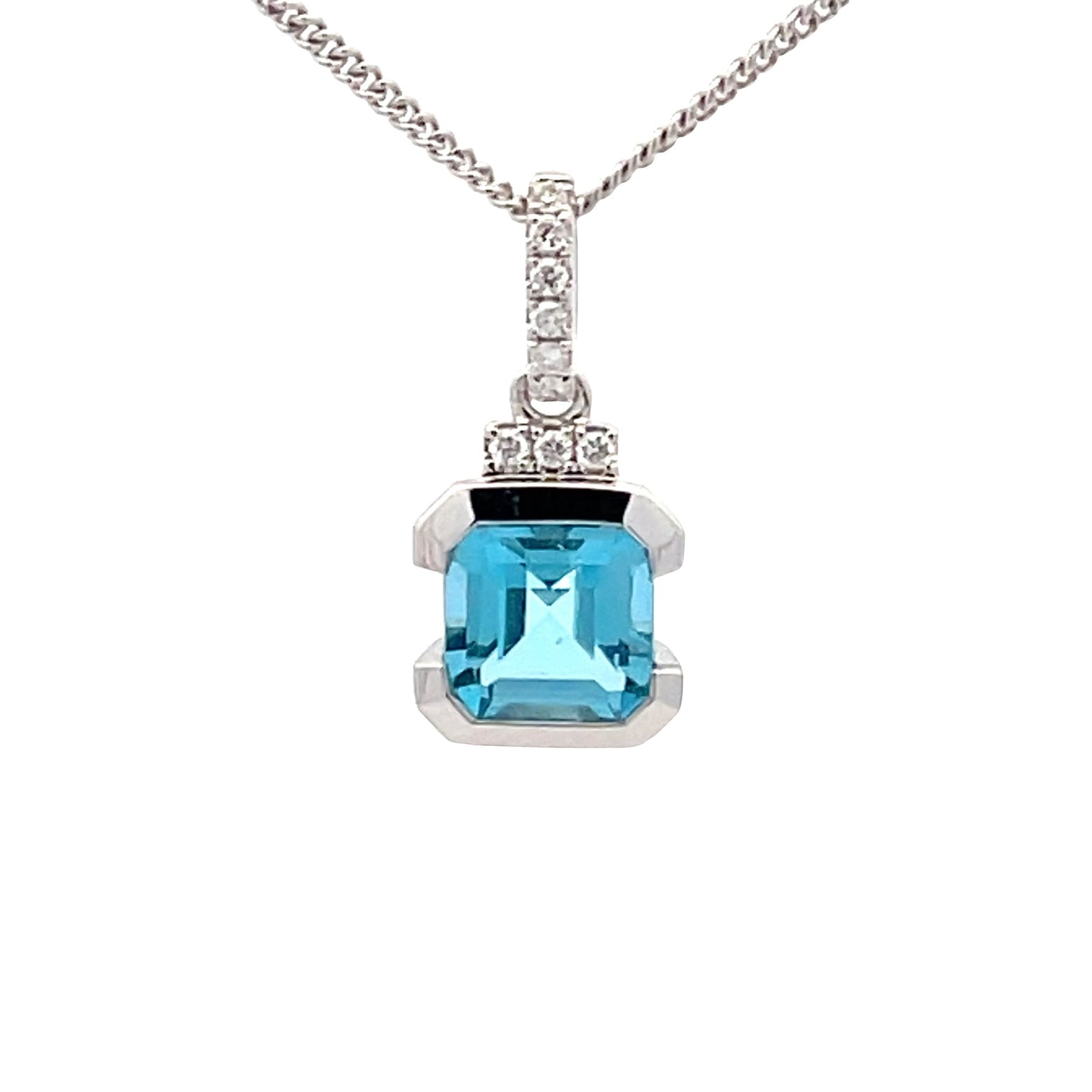 Step-cut Topaz and round brilliant cut diamond pendant Gardiner Brothers