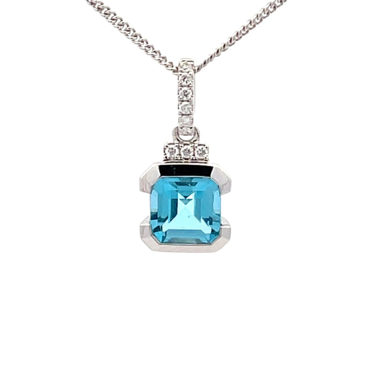 Step-cut Topaz and round brilliant cut diamond pendant  Gardiner Brothers