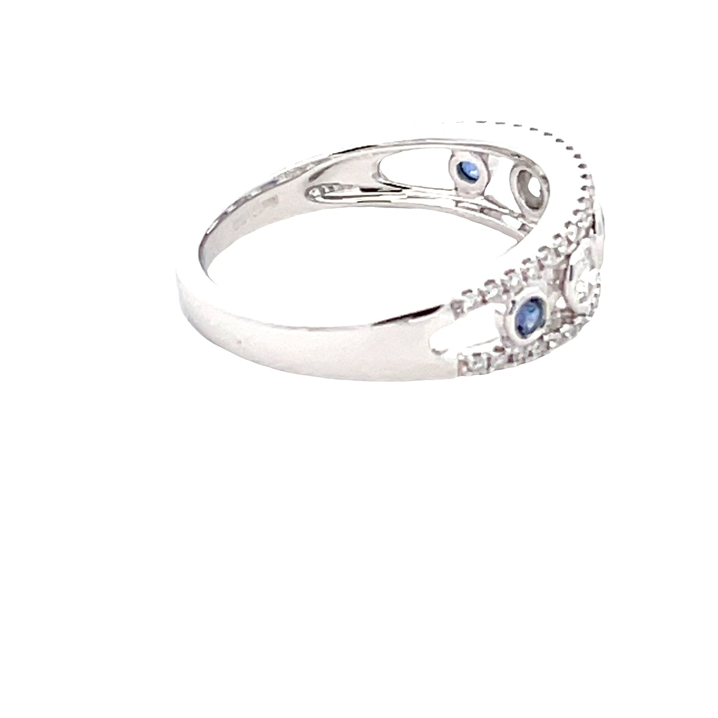 Round Sapphire and round brilliant cut diamond fancy style dress ring Gardiner Brothers