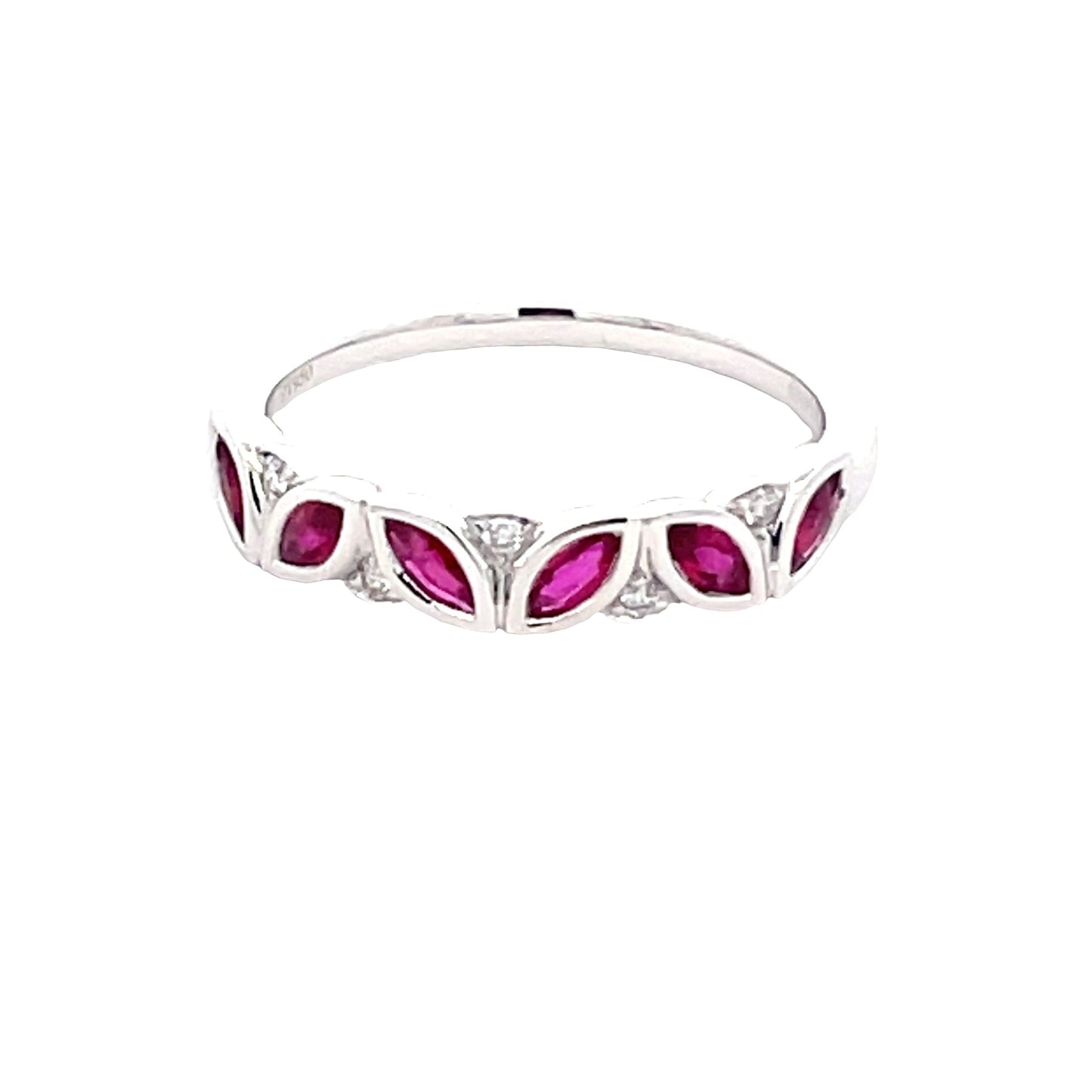 Marquise shaped ruby and round brilliant cut diamond dress ring Gardiner Brothers