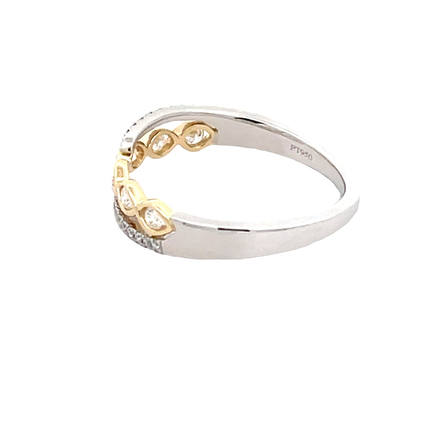 Platinum and yellow gold diamond set cross-over ring Gardiner Brothers