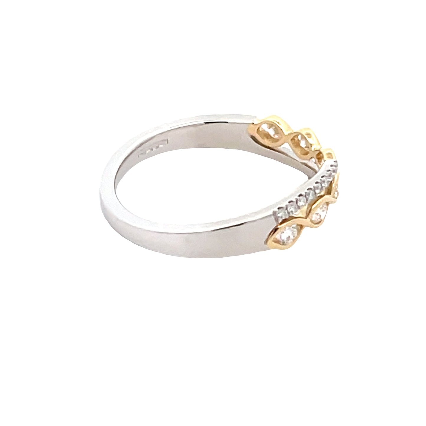 Platinum and yellow gold diamond set cross-over ring Gardiner Brothers