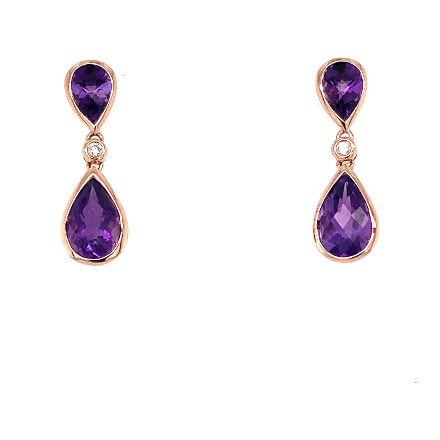 Amethyst and Diamond Drop Earrings Gardiner Brothers