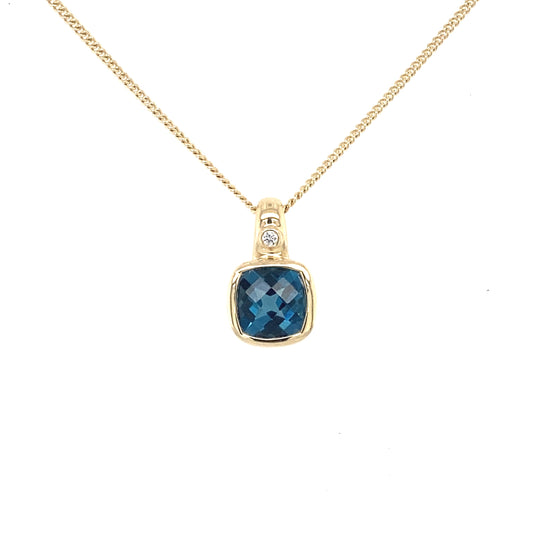 London Blue Topaz and Diamond Pendant  Gardiner Brothers