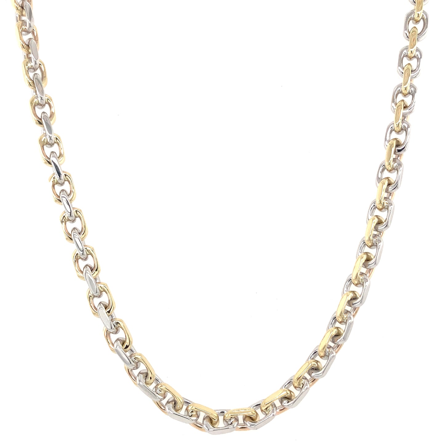 Yellow and White Gold Square Link Necklet Gardiner Brothers