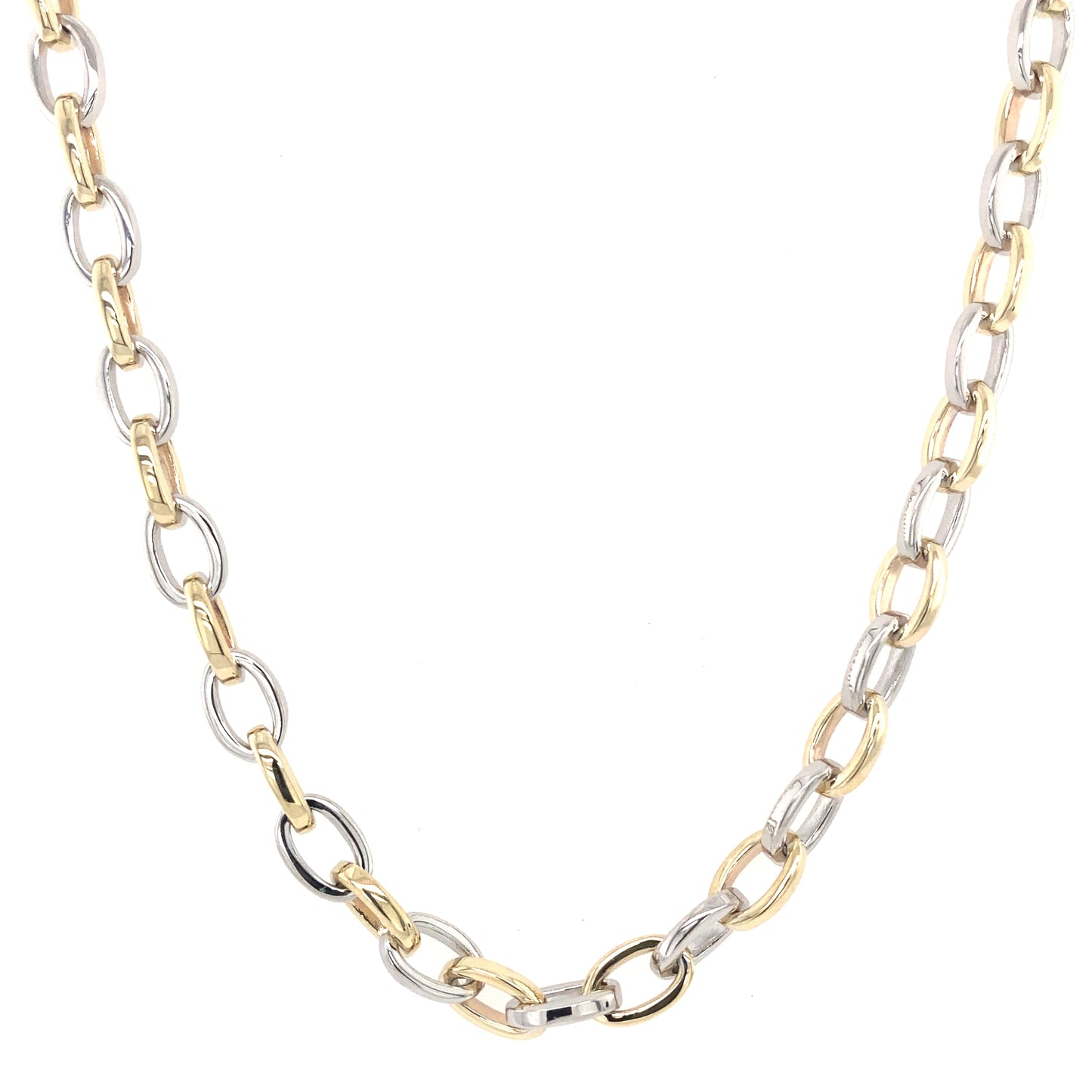 Yellow and white gold oval link necklet Gardiner Brothers