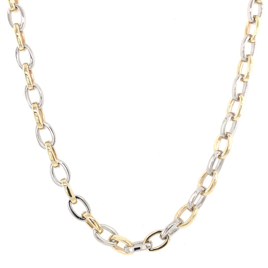 Yellow and white gold oval link necklet  Gardiner Brothers