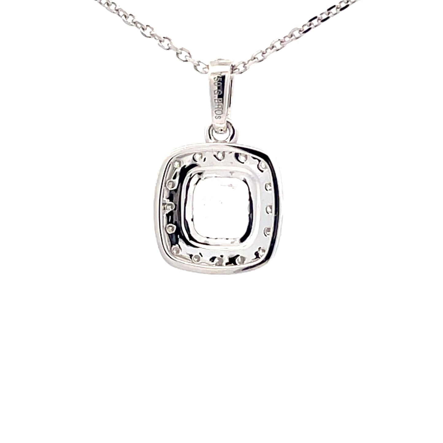 Cushion shaped diamond halo cluster style pendant - 1.59cts Gardiner Brothers