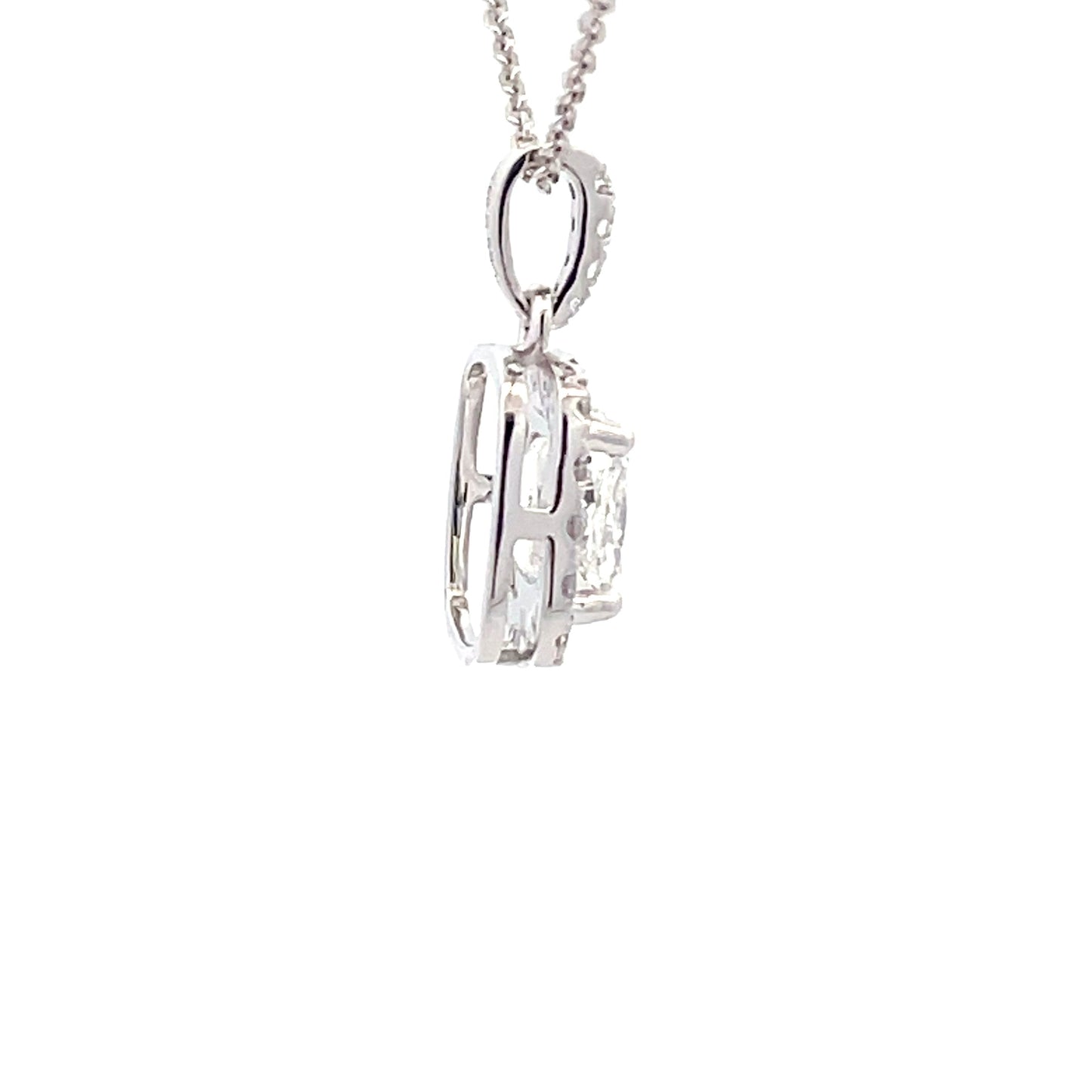 Cushion shaped diamond halo cluster style pendant - 1.59cts Gardiner Brothers