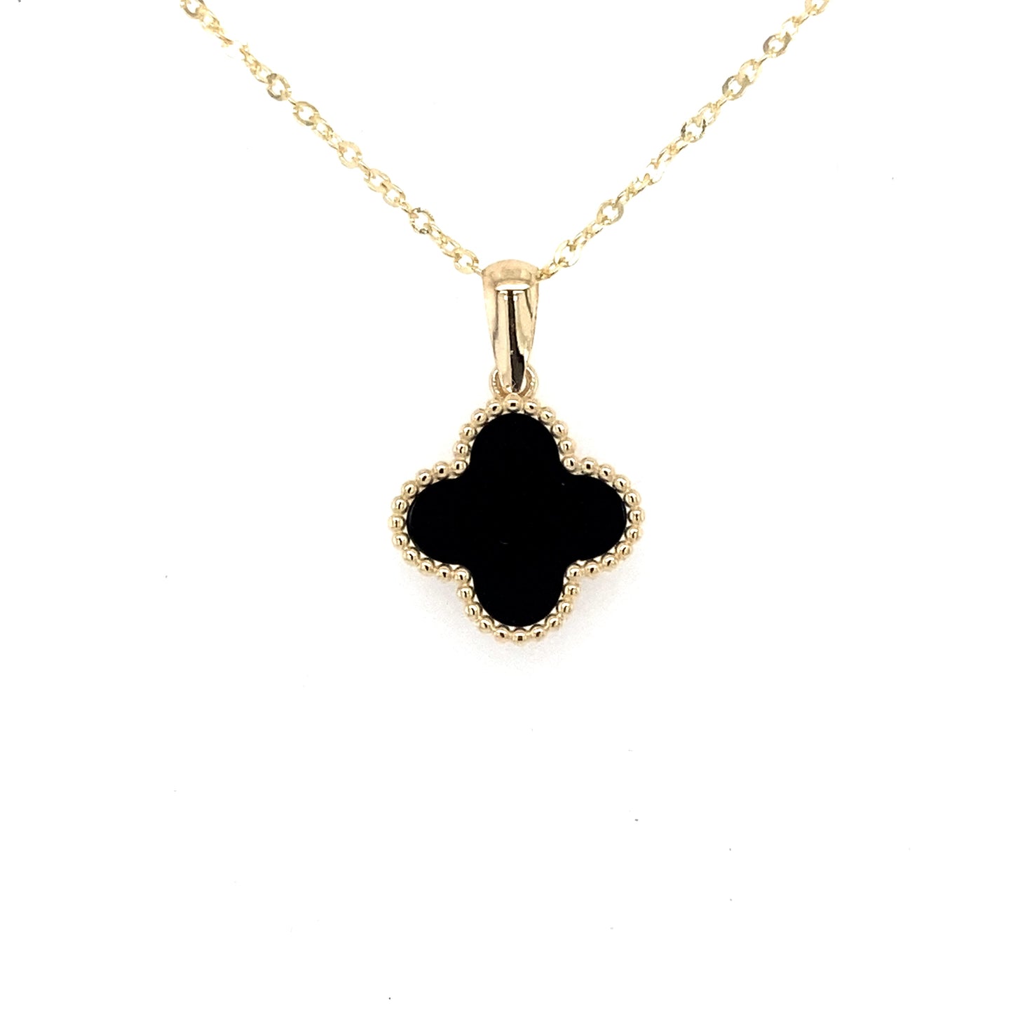 Yellow Gold Onyx Flower Petal Pendant Gardiner Brothers