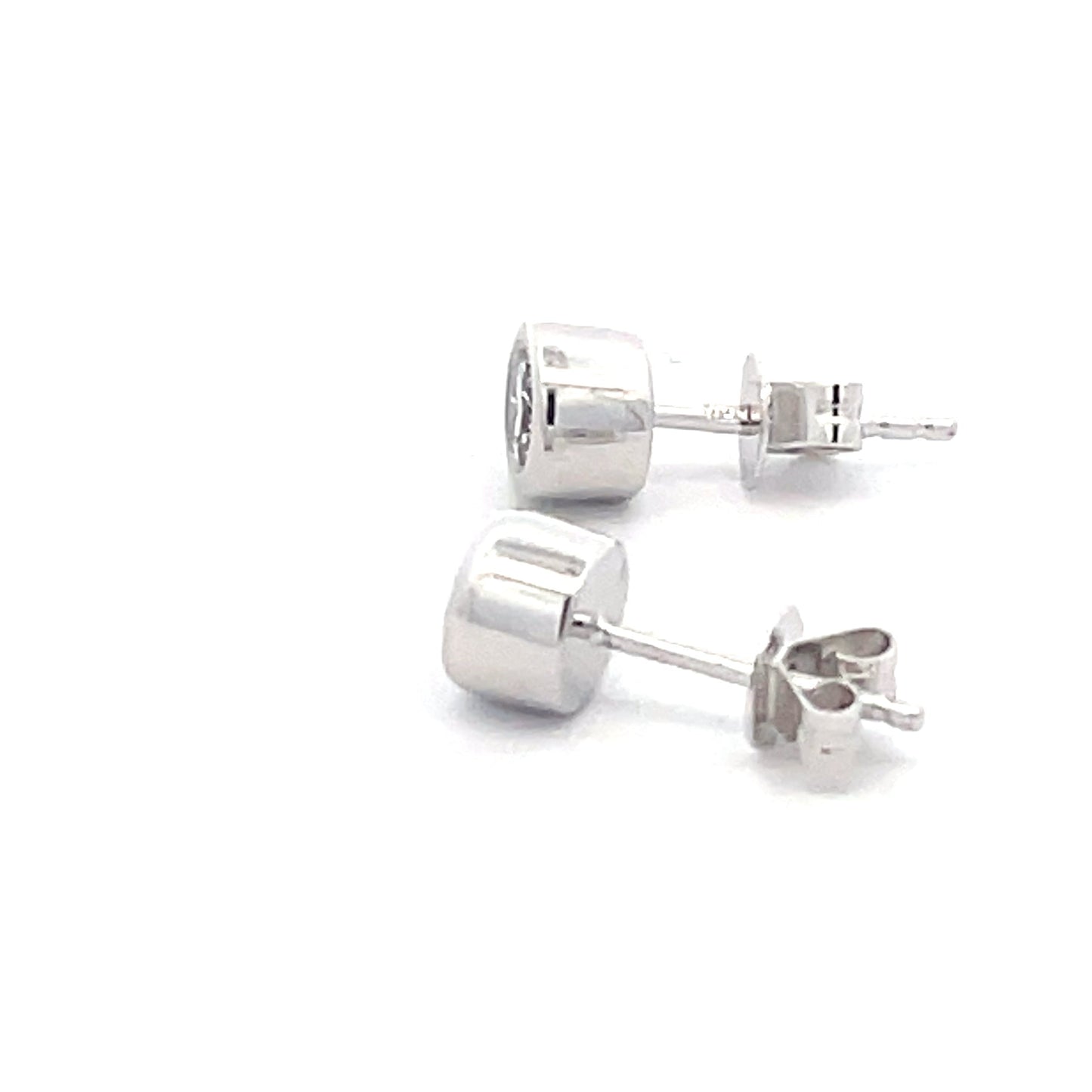 Round Brilliant Cut Diamond Rub-over Style Solitaire Earrings - 0.63cts Gardiner Brothers