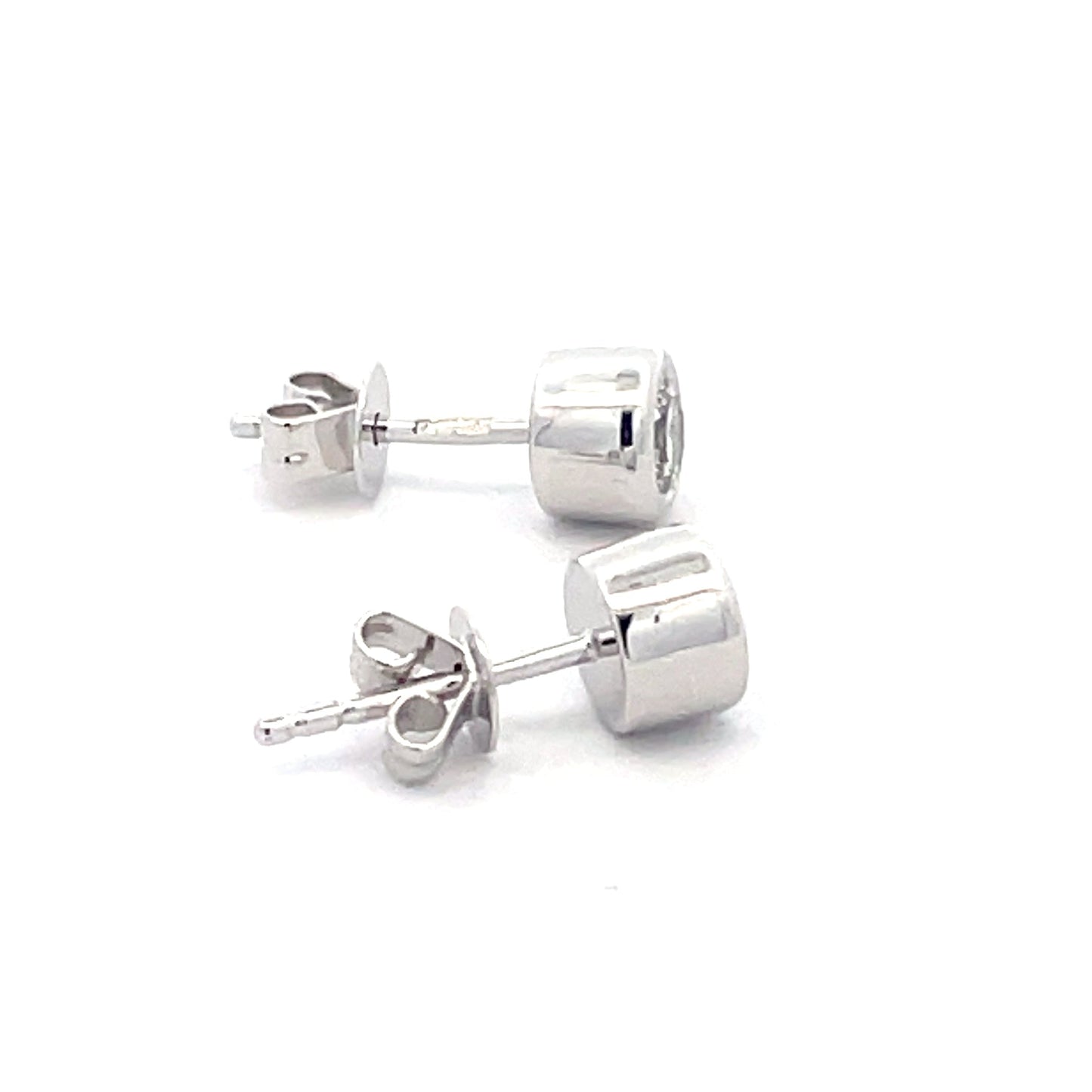 Round Brilliant Cut Diamond Rub-over Style Solitaire Earrings - 0.63cts Gardiner Brothers