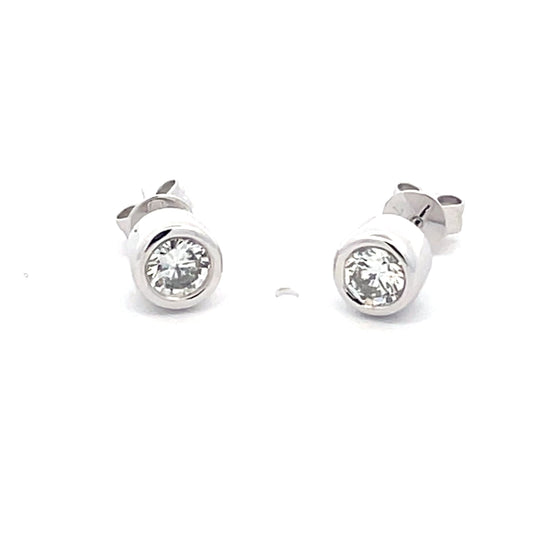 Round Brilliant Cut Diamond Rub-over Style Solitaire Earrings - 0.63cts  Gardiner Brothers