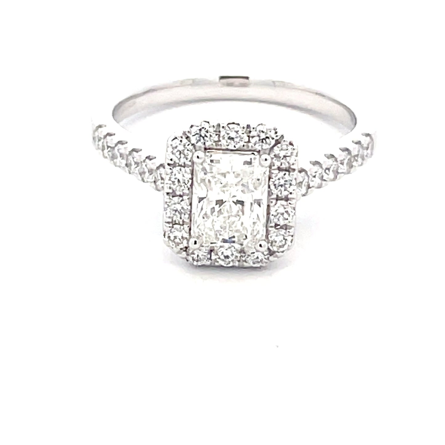 Platinum Radiant Cut Diamond Halo Cluster Style Ring - 1.37cts Gardiner Brothers