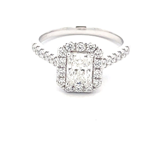 Radiant Cut Diamond Halo Cluster Style Ring - 1.37cts  Gardiner Brothers