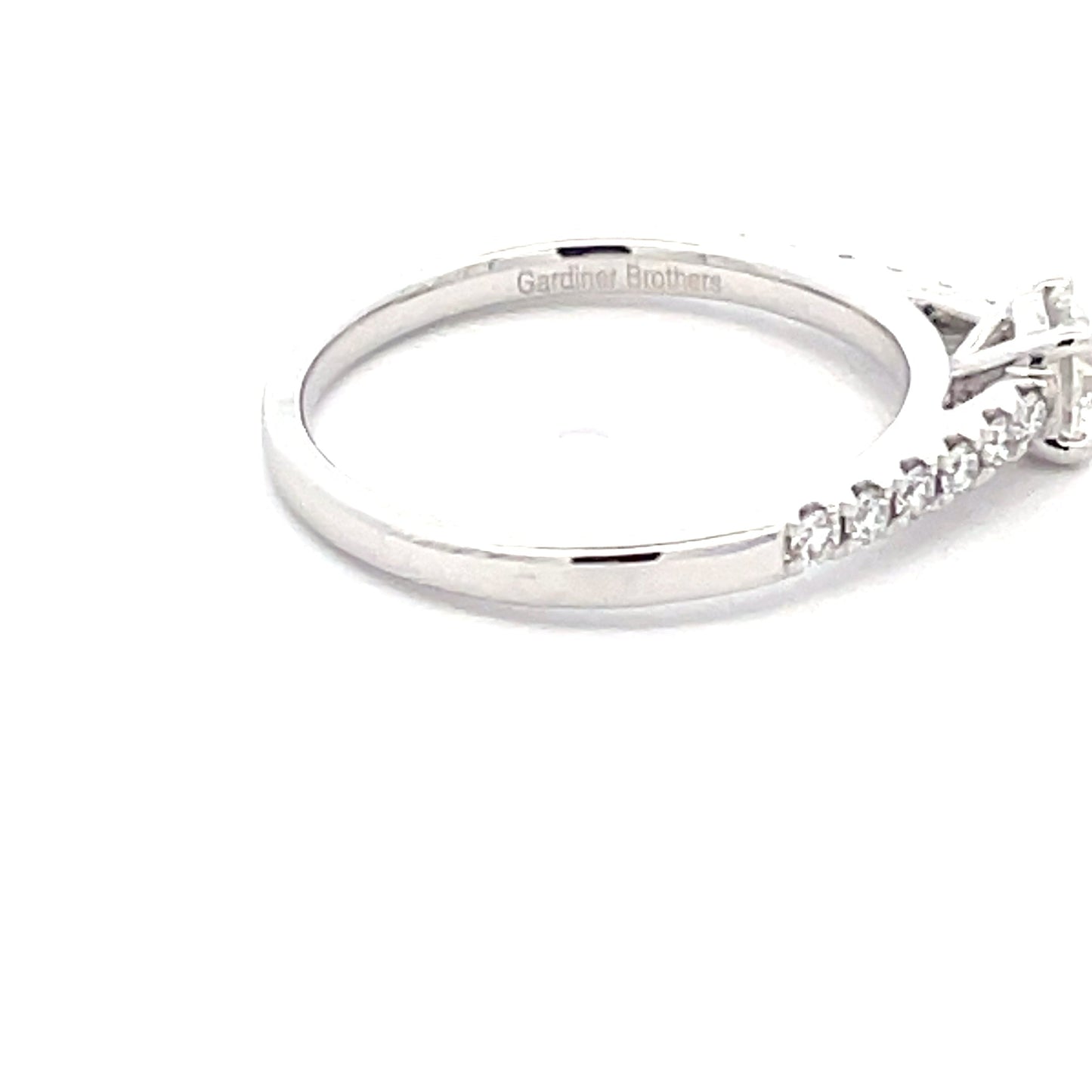 Platinum Round Brilliant Cut Diamond Solitaire Ring with diamond set shoulders -0.65cts Gardiner Brothers