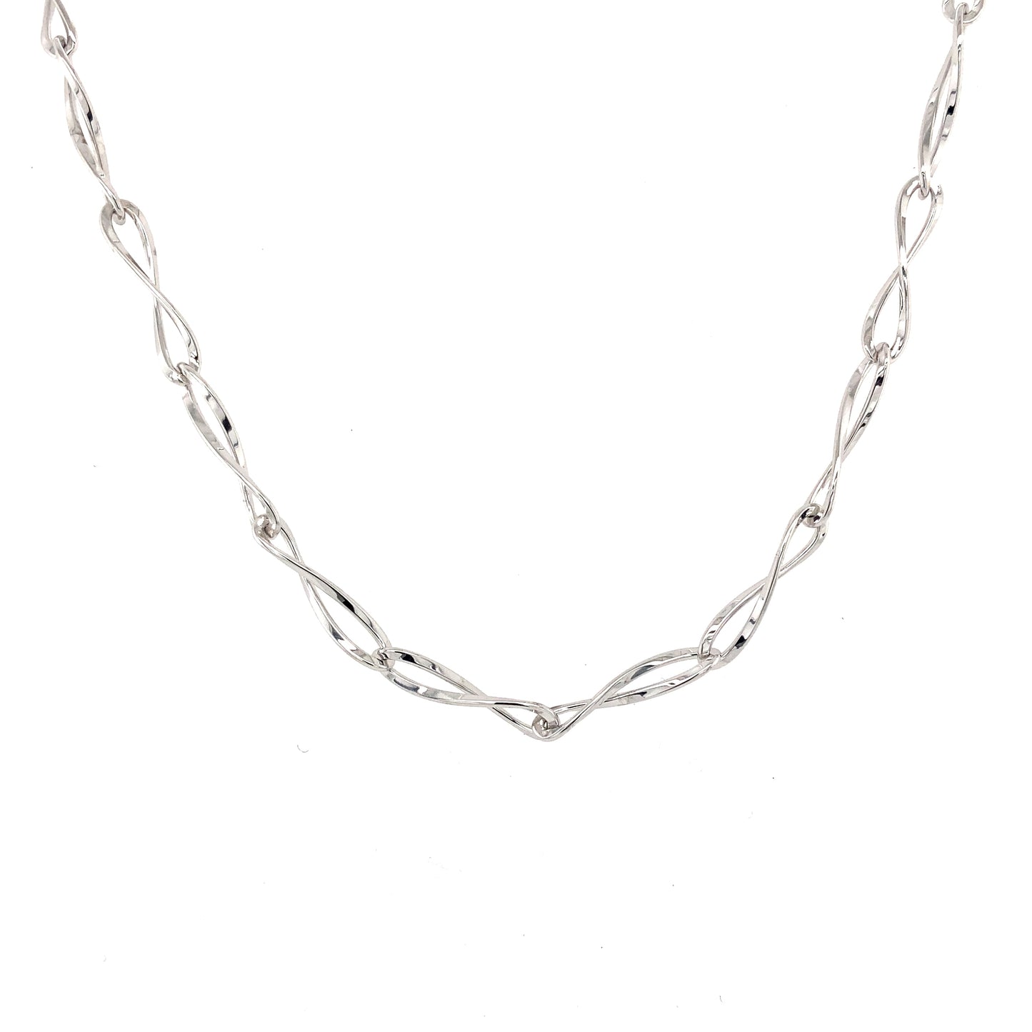 White Gold Figure of 8 Necklet Gardiner Brothers