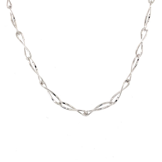 White Gold Figure of 8 Necklet  Gardiner Brothers