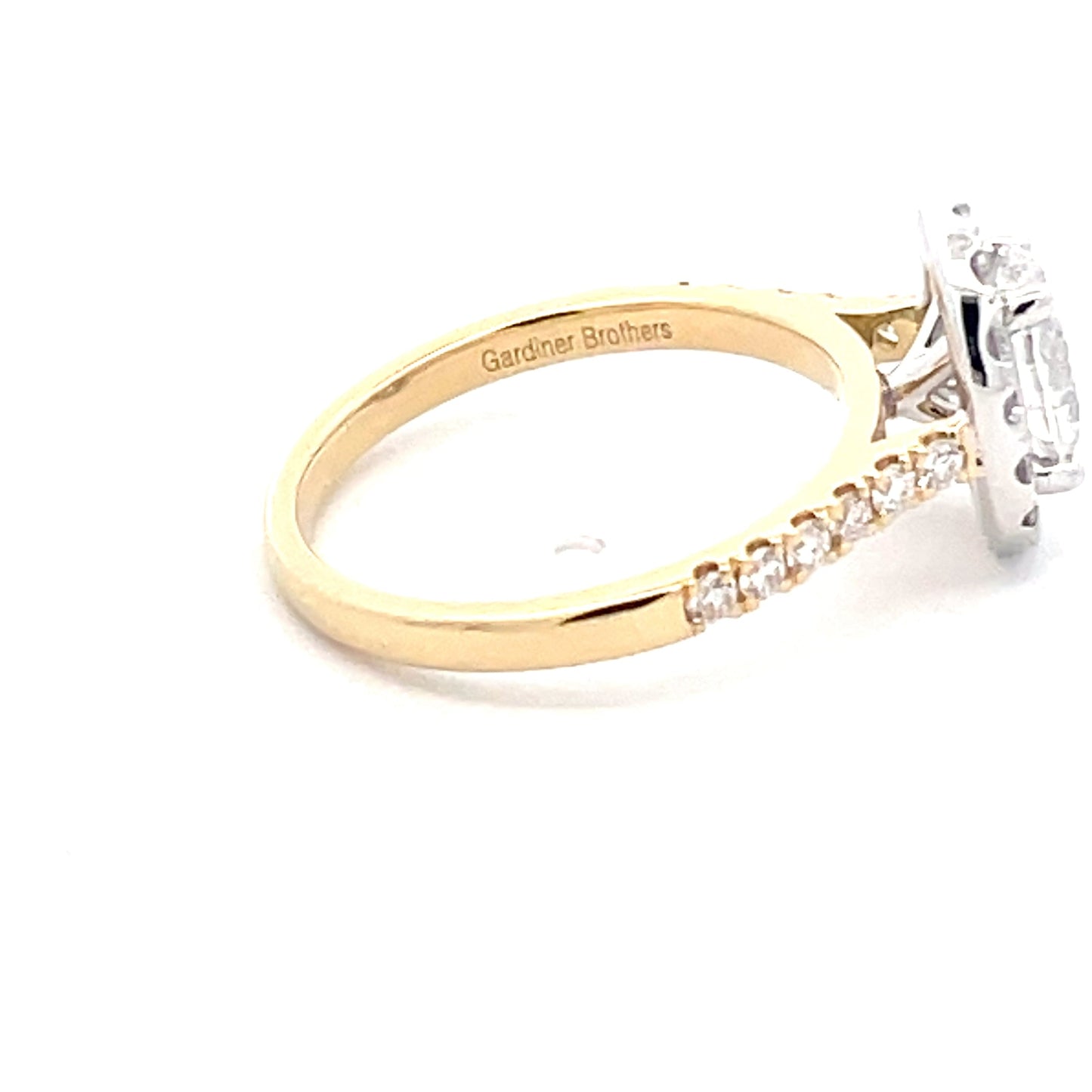 Yellow Gold Oval Shaped diamond halo cluster style ring - 1.46cts Gardiner Brothers