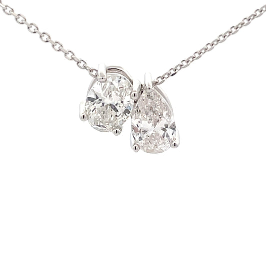 Oval and Pear shaped diamond "Toi et Moi" Style pendant - 1.40cts  Gardiner Brothers