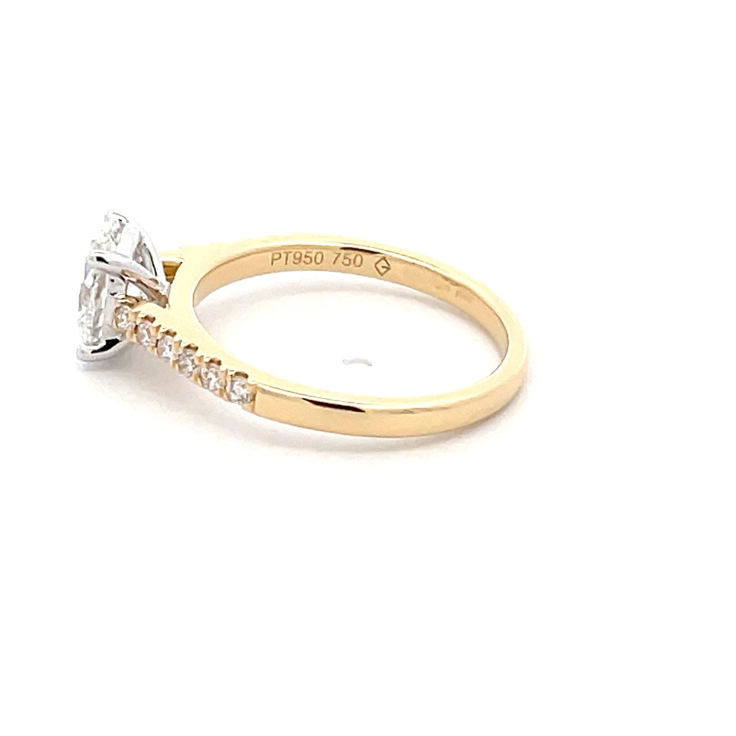 Lab Grown Oval Shaped Diamond Solitaire Ring with diamond set shoulders - 1.25cts Gardiner Brothers