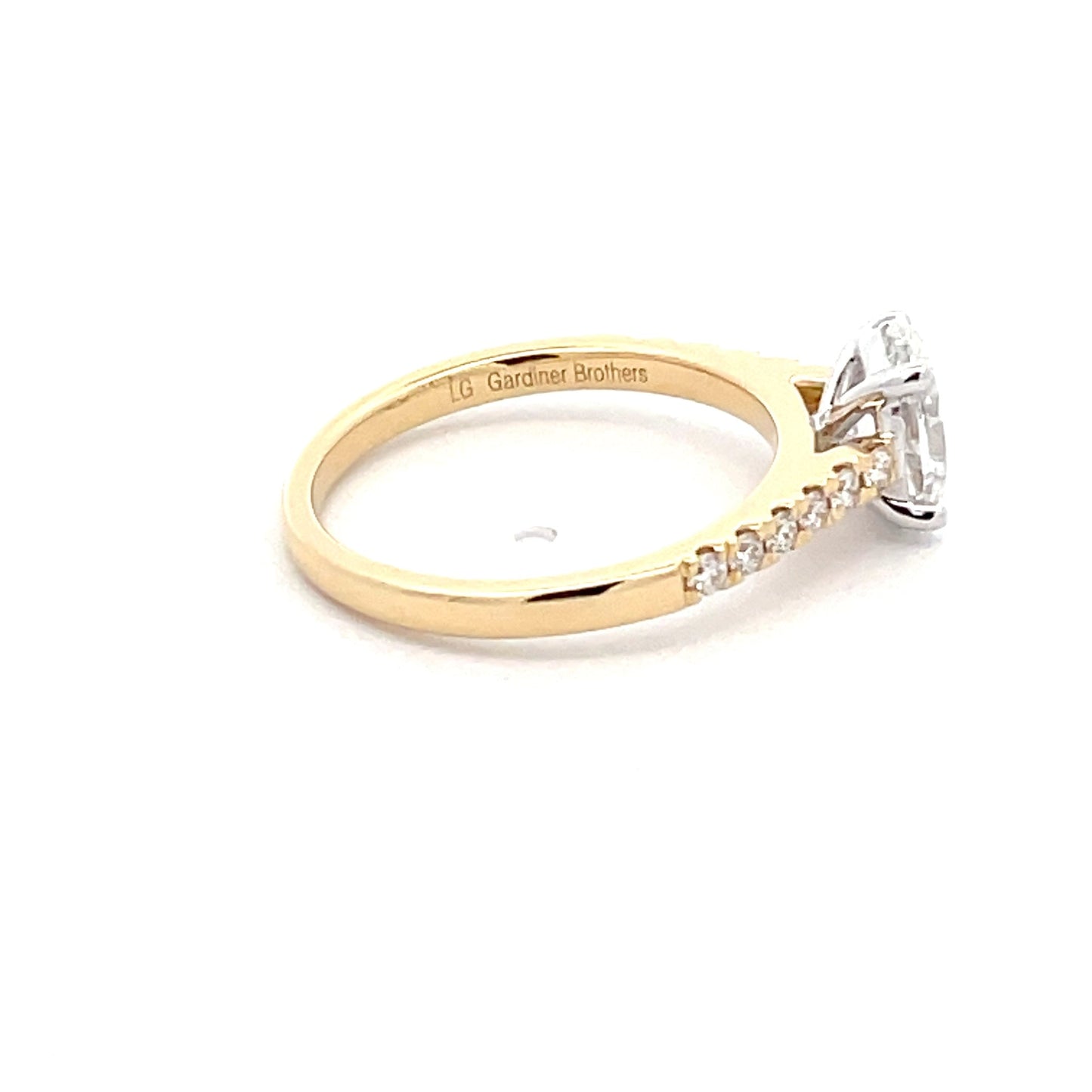 Lab Grown Oval Shaped Diamond Solitaire Ring with diamond set shoulders - 1.25cts Gardiner Brothers