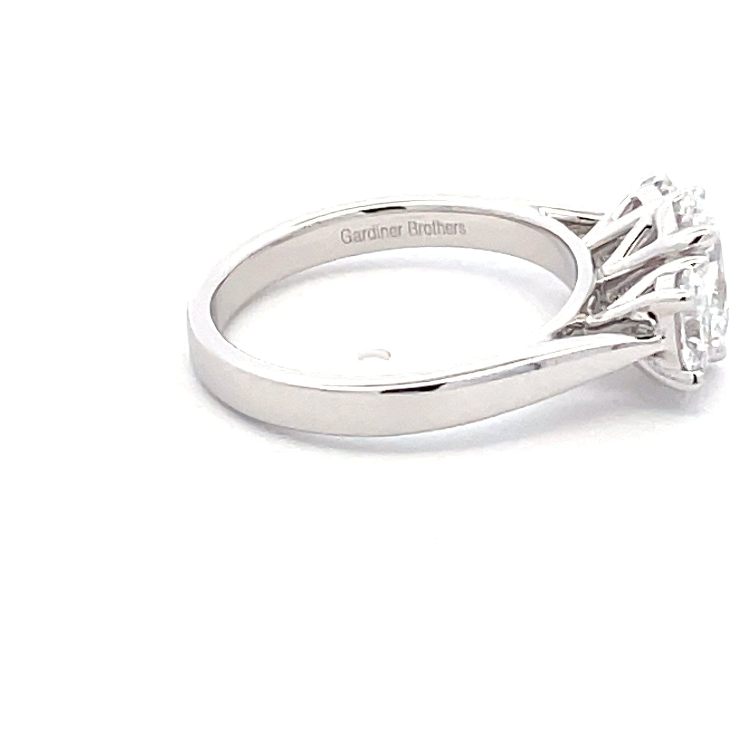 Platinum Oval Shaped Diamond 3 Stone Ring - 1.82cts Gardiner Brothers