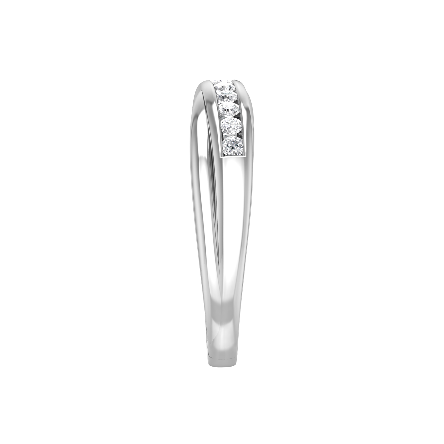 Round Brilliant Cut, Cross-over Diamond Wedding Band gardiner-brothers