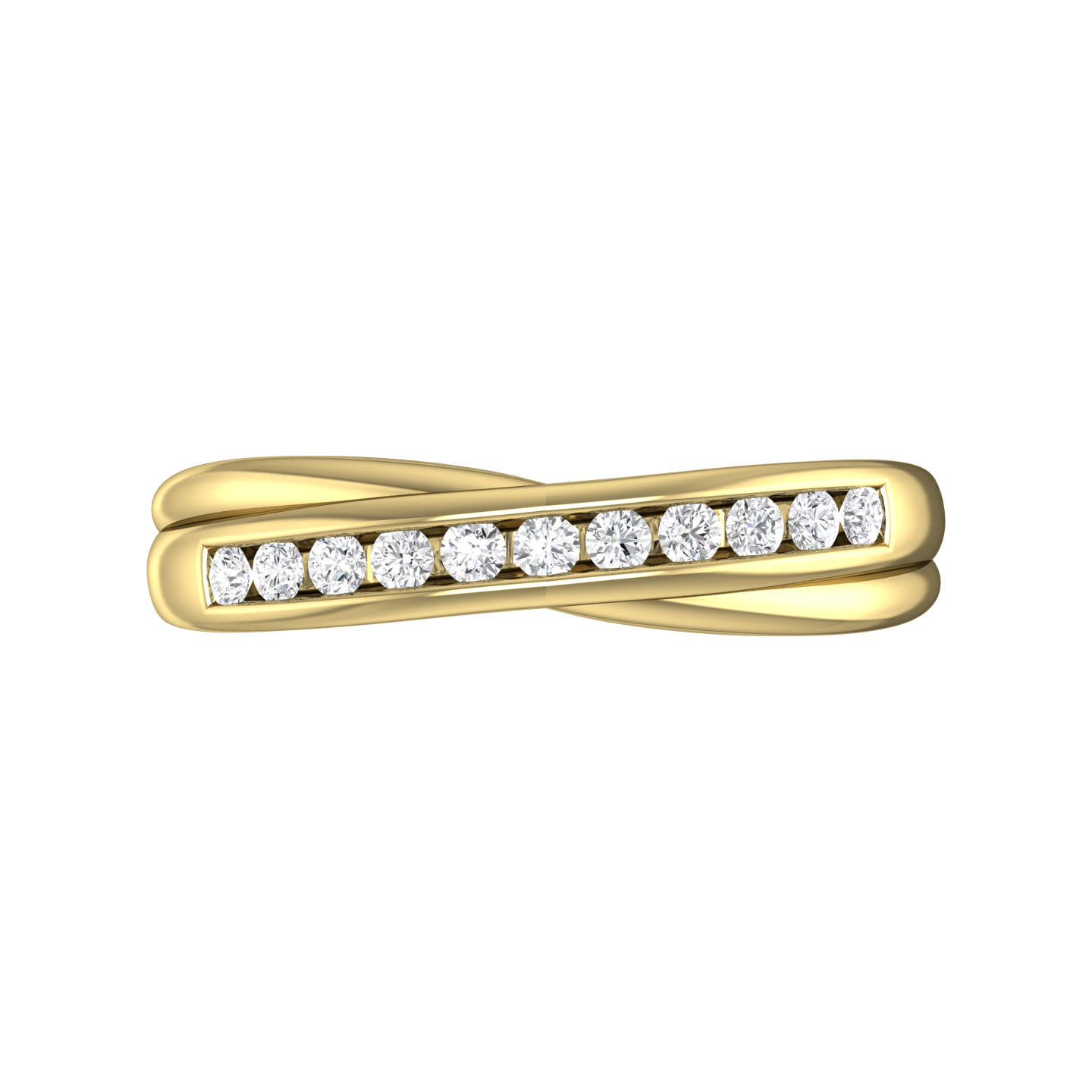 Round Brilliant Cut, Cross-over Diamond Wedding Band gardiner-brothers